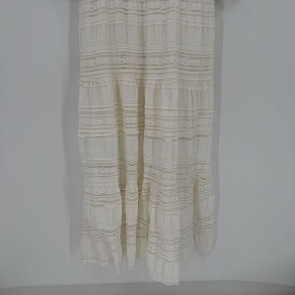 A Collective Story Tiered Button Front Maxi Dress Women Large White Whimsical - Picture 7 of 11